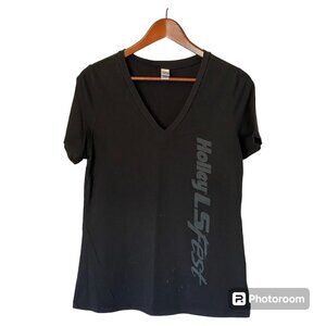 Holley LS Fest Women's L Black Short Sleeve V-Neck T Shirt Kavio!